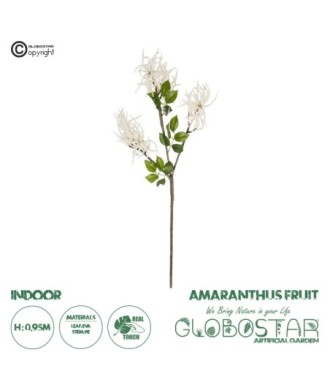 GloboStar® Artificial Garden WHITE AMARANTHUS FRUIT BRANCH 21447 Τεχνητό Διακοσμητικό Κλαδί Λευκός Αμάρανθος Y95cm